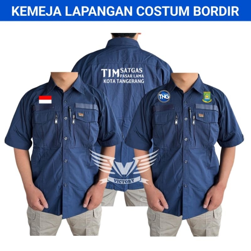 KEMEJA COSTUM BORDIR W-TAC PENDEK