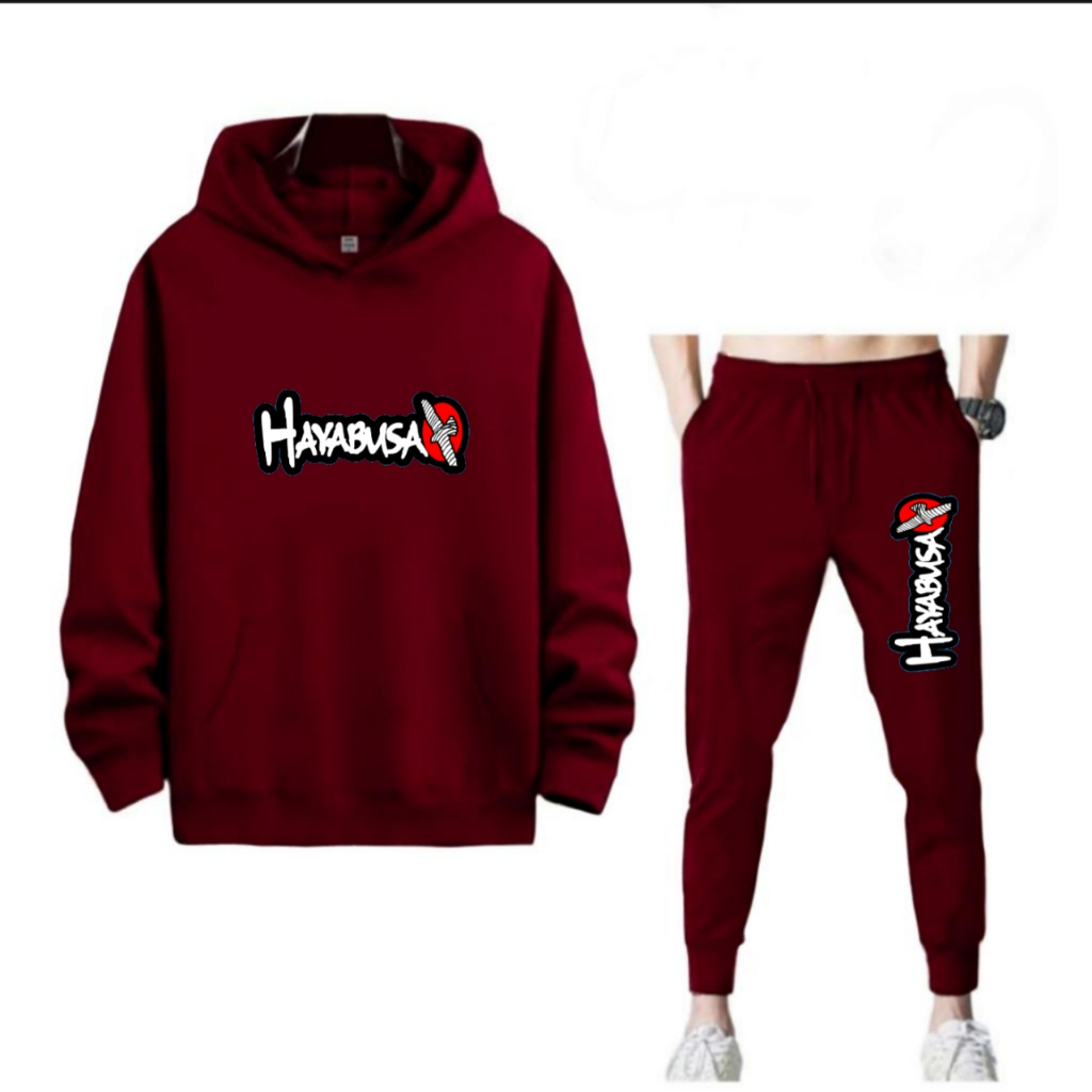 BISA COD - SETELAN HOODIE HAYABUSA DAN CELANA PANJANG NYAMAN MURAH TERLARIS
