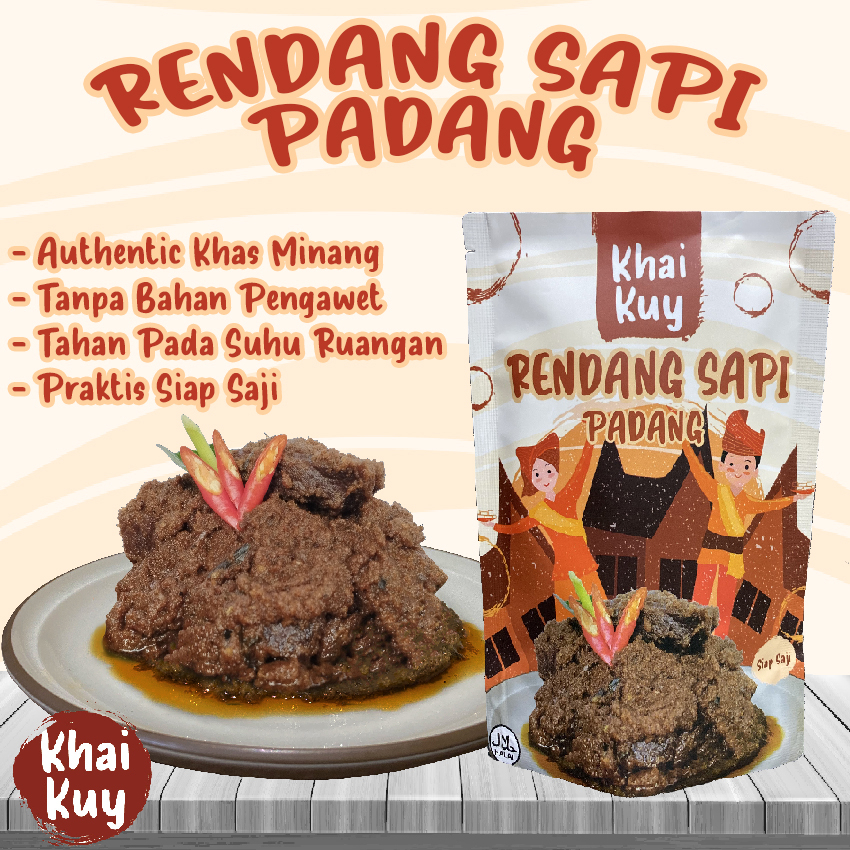 

Rendang Daging Sapi 250gr Asli Padang Khaikuy Kemasan Siap Saji