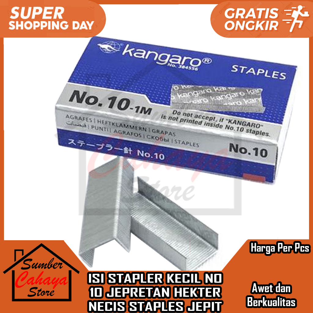 

ISI STAPLES KECIL NO 10 NECIS ISIAN HEKTER KANGARO STAPLER JEPRETAN STEPLER ALAT JETREKAN KANGORO KANGGURU STEPLES TANGAN KANGURU STRAPLER HECTER KERTAS PLASTIK JEKREKAN CEKLEKAN PENGOKOT KOKOT PEMAUT SETEPLER SETEPLES JEPIT PENJEPIT