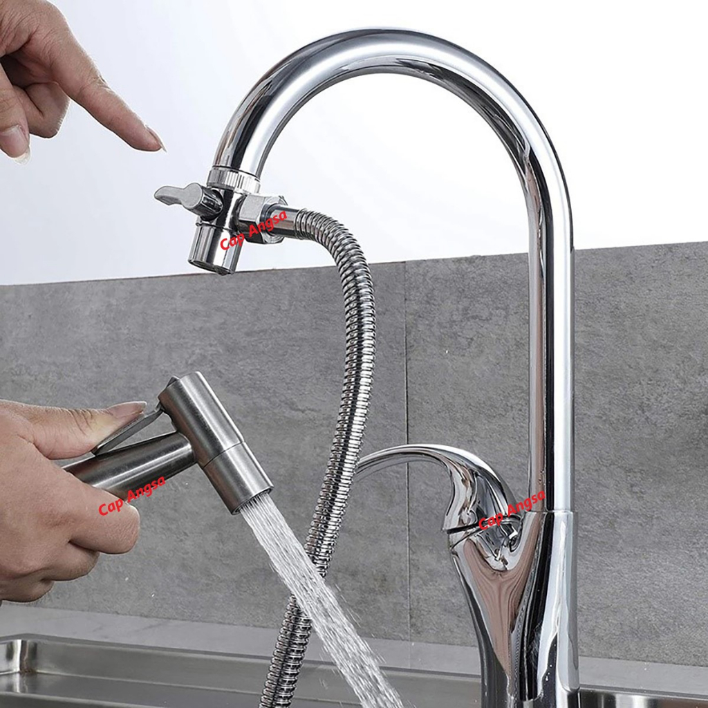 KRAN SPLITER SHOWER KONEKTOR WASTAFEL PEMISAH KERAN AIR CABANG 2 DAPUR SINK ADAPTOR MESIN CUCI