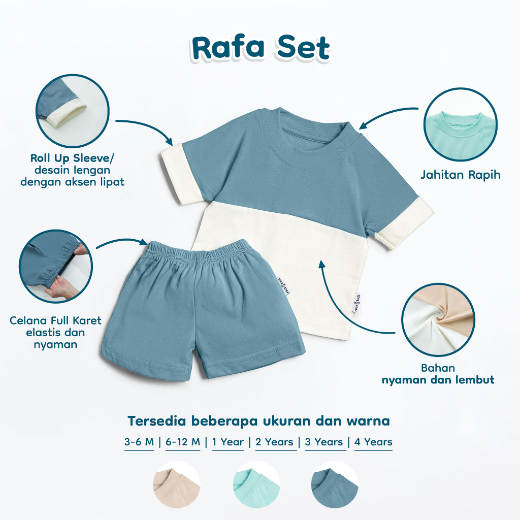 Nice Kids - Setelan Rafa Set Baju Atasan Celana Bawahan Anak Bayi (Usia 3 Bulan - 4 Tahun)