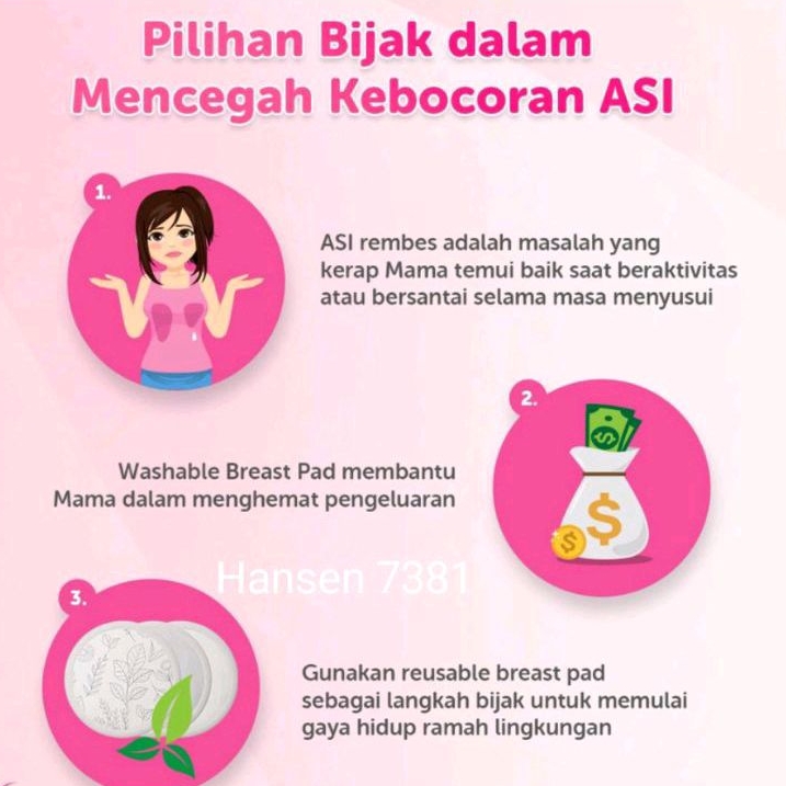 Washable Breast Pad isi 6 bantalan ASI bisa dicuci Baby Safe Breastpad