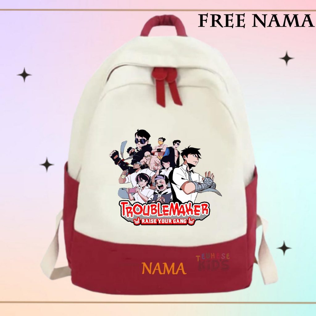 (FREE NAMA) tas backpack ransel anak sekolah motif karakter game indonesia "TROUBLEMAKER RAISE YOUR 