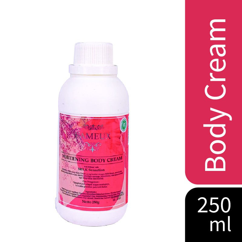 Fameux Whitening Body Cream (bleaching) 250 ml Pemutih Badan | Fameux Bleaching Badan BPOM