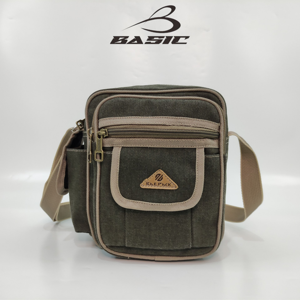 Baepack Tas Selempang kanvas Cowok Seri Regan HIjau Army Original Baepack