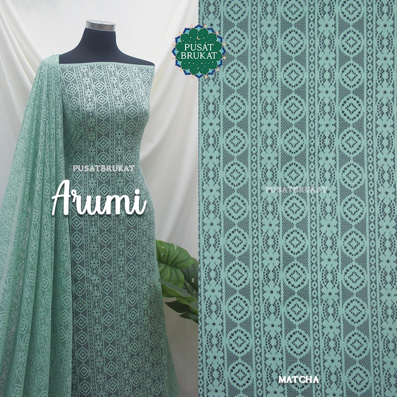 KAIN LACE KEBAYA BROKAT METERAN / BRUKAT GARIS SALUR MALIKA VINTAGE - ARUMI PBH 22865 LEBAR 150CM [Harga per 0.5m]