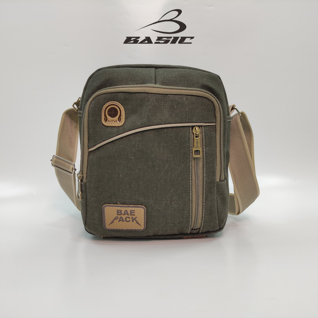 Baepack Tas Selempang kanvas Cowok Brandon Hijau Army Original Baepack/ Tas Bahu Canvas Cowok  / Tas