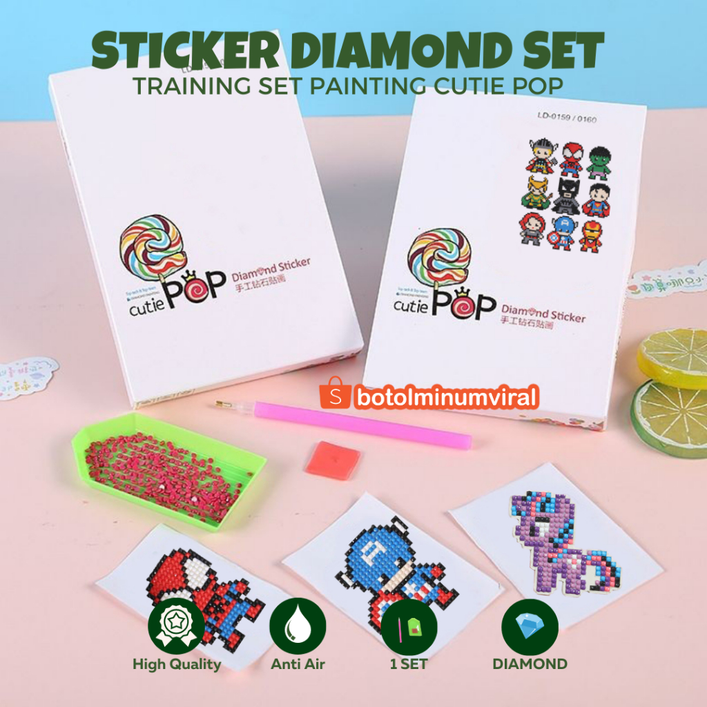 Sticker Diamond DIY Sparkle Gem Superhero Little Pony Animal Cutie Pop Stiker Lucu Korea Kartun