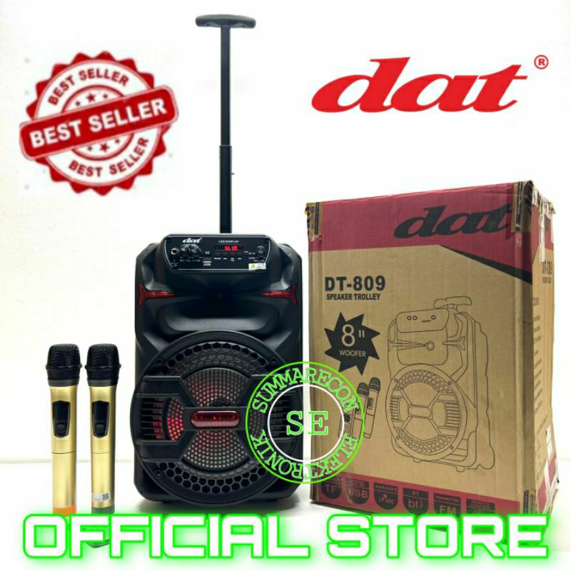 speaker portable with mic wireless dat dt809 speaker karaoke bluetooth 8 inch