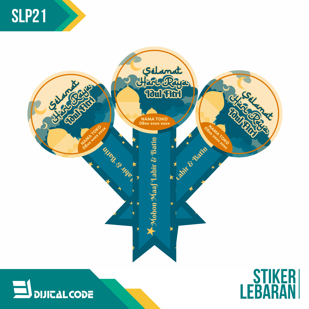

SLP21 Stiker Label Parcel Toples Kue Lebaran Idul Fitri Bentuk Pita