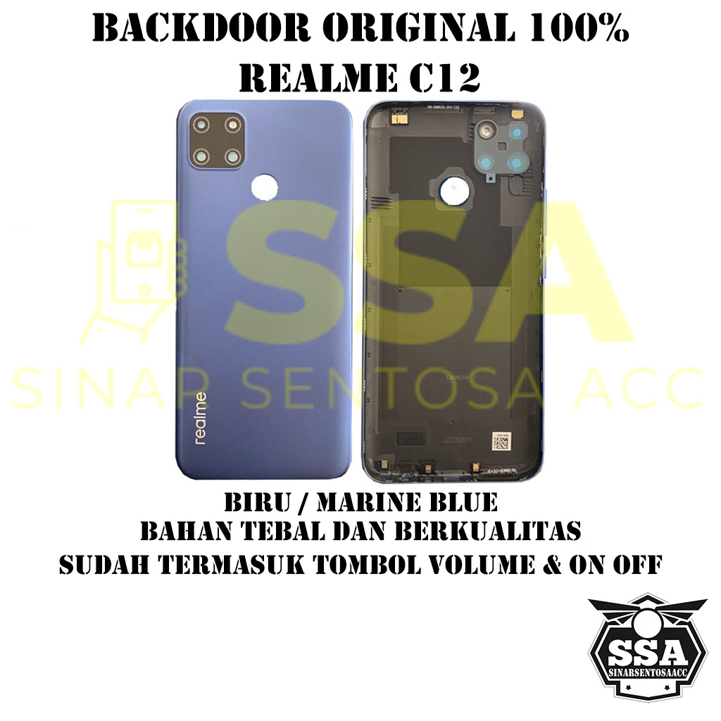 Backdoor Original 100% Realme C12 Tutup Baterai Tutup Belakang Backcover Back cover Real Me C 12 RealmeC12