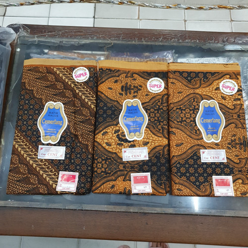 Kain Batik CEMERLANG Putih / Coklat Jogja Samping Kain Panjang Kebat Tapih Jarit Jarik Katun