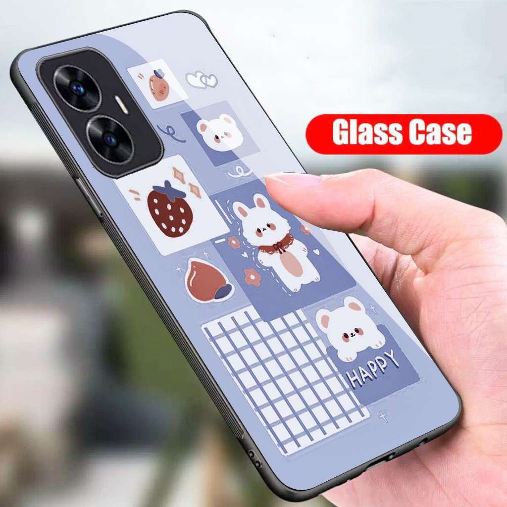 (GC 35) Softcase Kaca Realme C55 - Kesing hp Realme C55 - Case Cantik Realme C55 - Case Kekiian Real