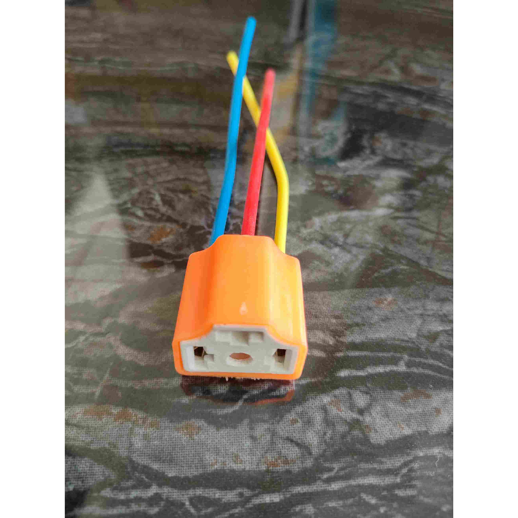 Socket Relay Ceramik Soket Relai Keramik Kaki 3 H4 + Kabel 10 cm