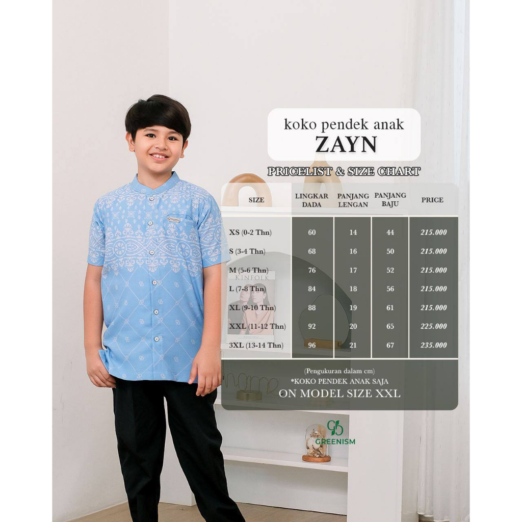 Greenism Sarimbit Motif Zayna &amp; Zayn (Sky Blue) Quality Premium Syari'i -  Family Set Sarimbit Greenism