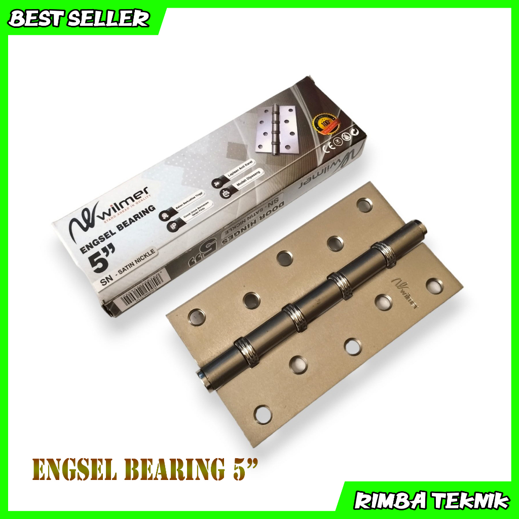 Engsel Bearing Pintu Jendela 5 inch Free Sekrup / mur Satin Nickle WILMER WEB-5SN