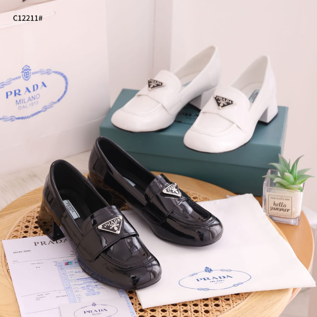 PR Chocolate Leather Loafers Women Shoes C12211