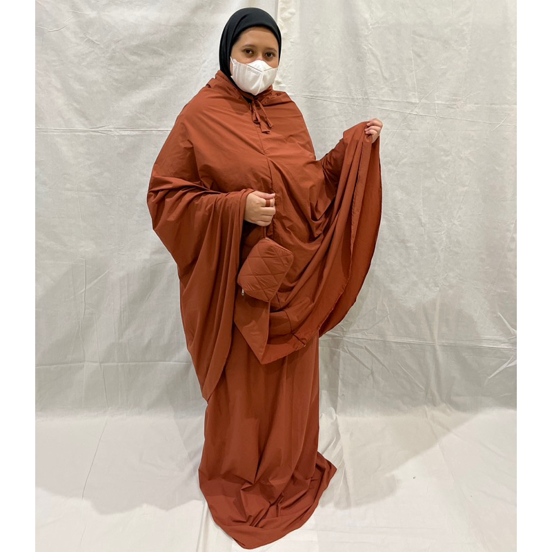 Fullset Mukena Parasut Crinkle + Sajadah Traveling Motif Kashmeer