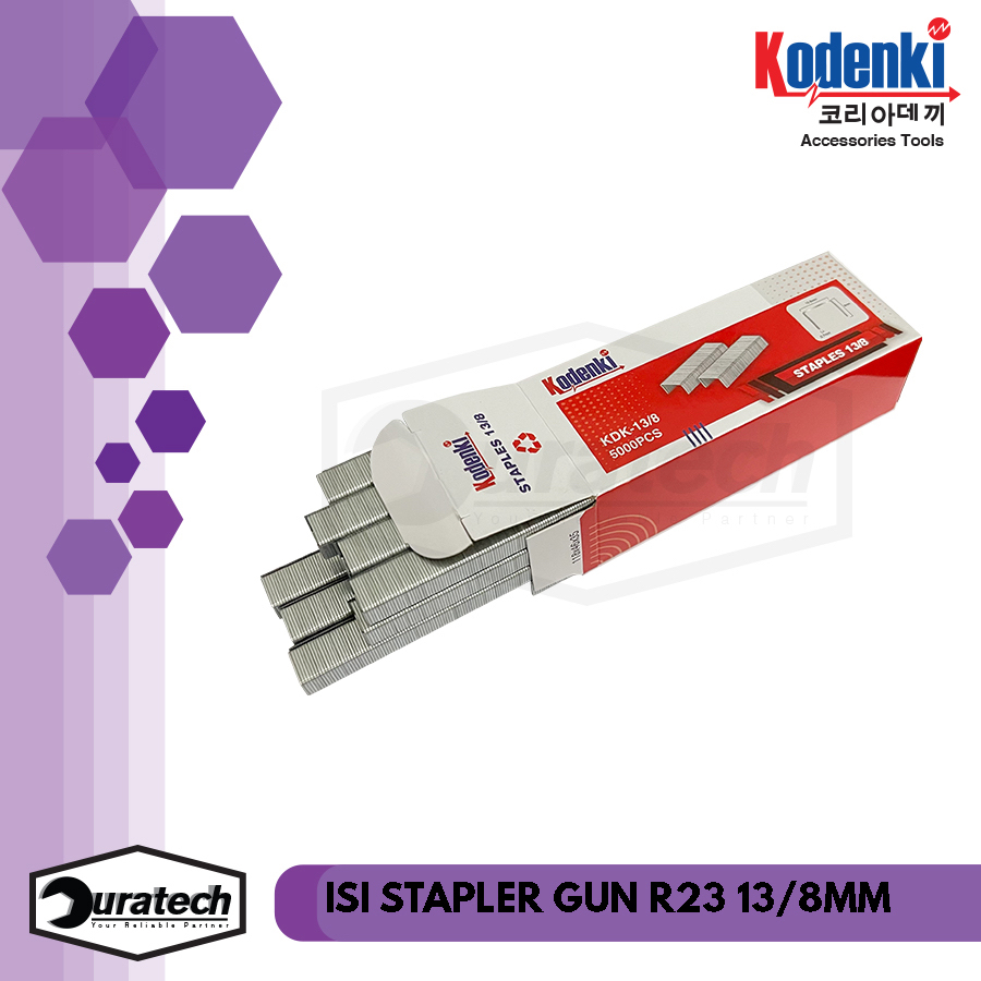 

Kodenki isi staples 13/8 mm stapler gun R23 manual tembakan gun tacker tangan isi 5000pcs - Mata paku tembak gun taker R23 8mm job motor sofa bingkai kayu furniture