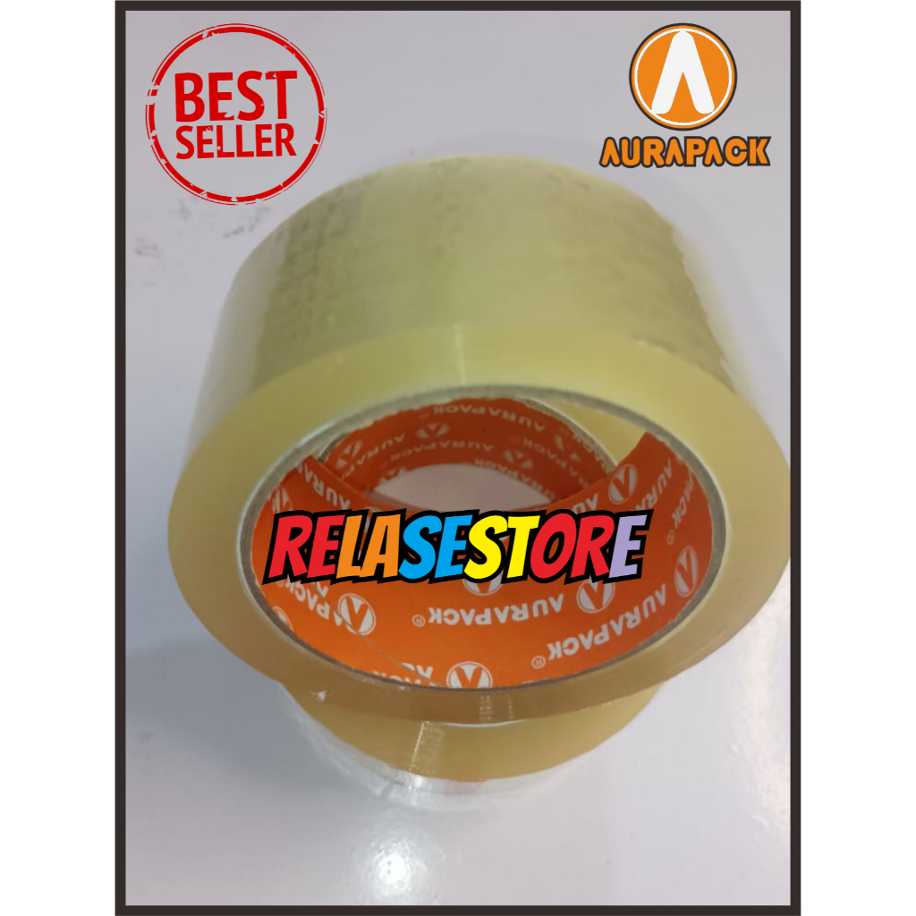 

MURAH!!! jual OPP Lakban Bening AURAPACK 2inc 45mm/ TAPE selotip AURAPACK 2inc / LAKBAN PREMIUM HARGA EKONOMIS (PCS)