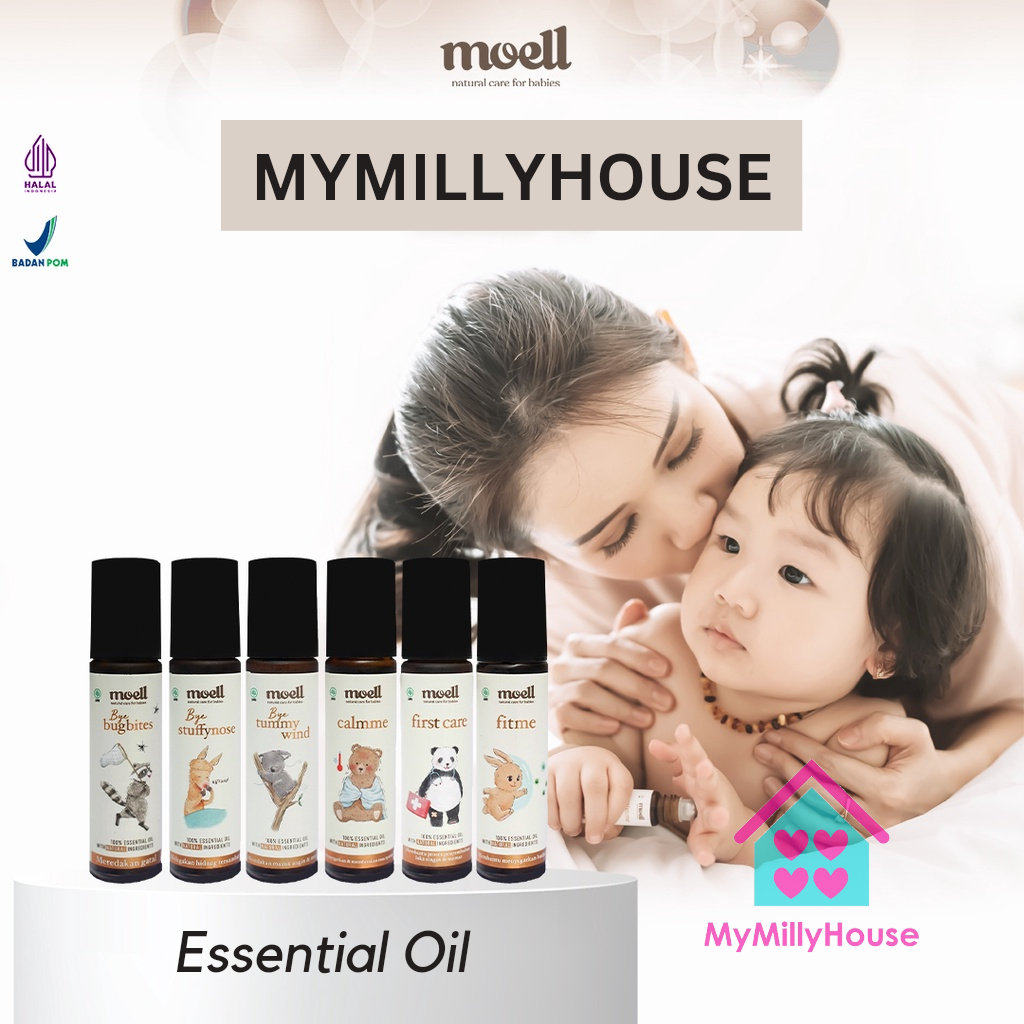 MOELL Natural Essential Oil Roll On Bye Stuffynose Fitme Calmme Tummywind Bugbites First Care Calm Me Untuk Bayi dan Anak Roll On 8ml