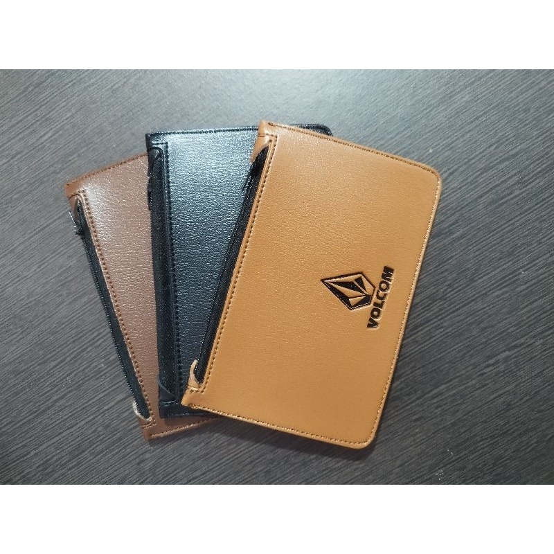 (Grosir) dompet kulit PU lipat berdiri ukuran 3/4 , pendek, panjang, dompet kartu, card holder, name tag brand embos