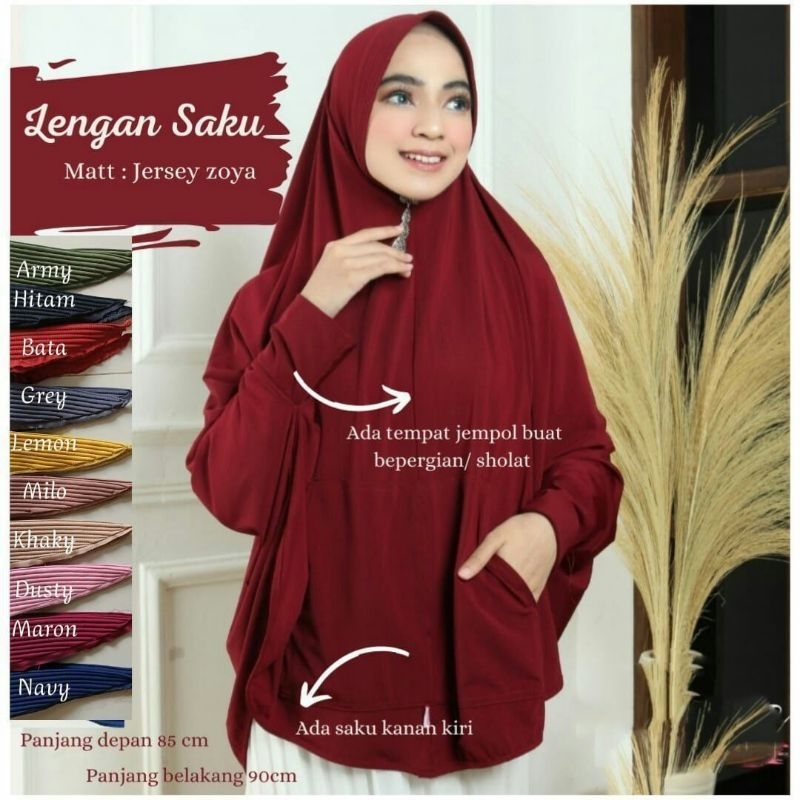 An-nikmah Hijab Lengan Saku Jumbo Jersey Zoya Pet Antem