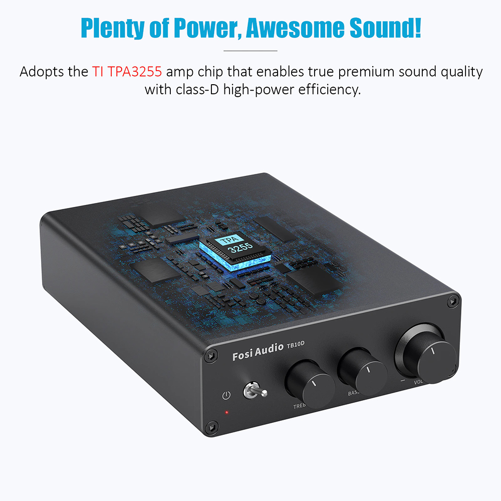 Fosi Audio Mini Amplifier 2 Channel Audio Hi-Fi Class D 2x300W - TB10D - Black