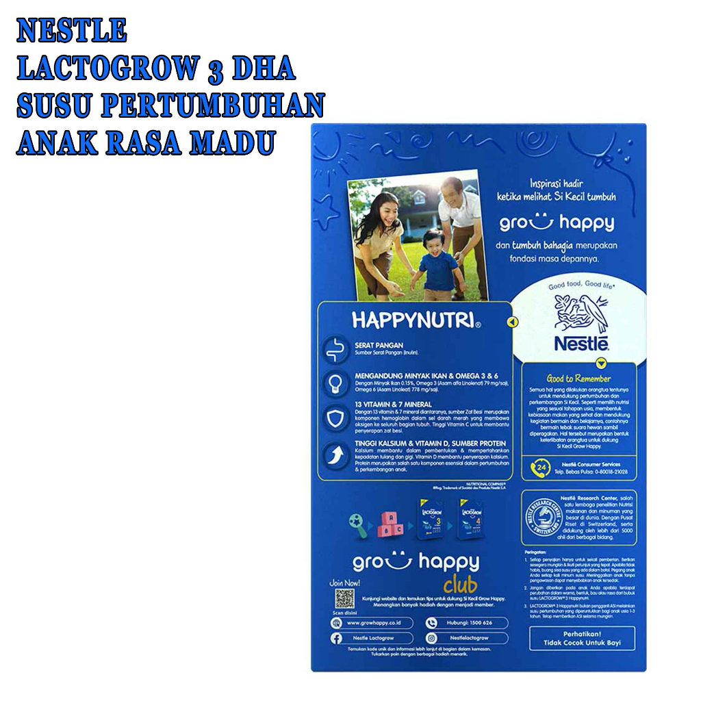 Susu Pertumbuhan Anak* Nestle Lactogrow 3 DHA* Susu Rasa Madu* 735gr