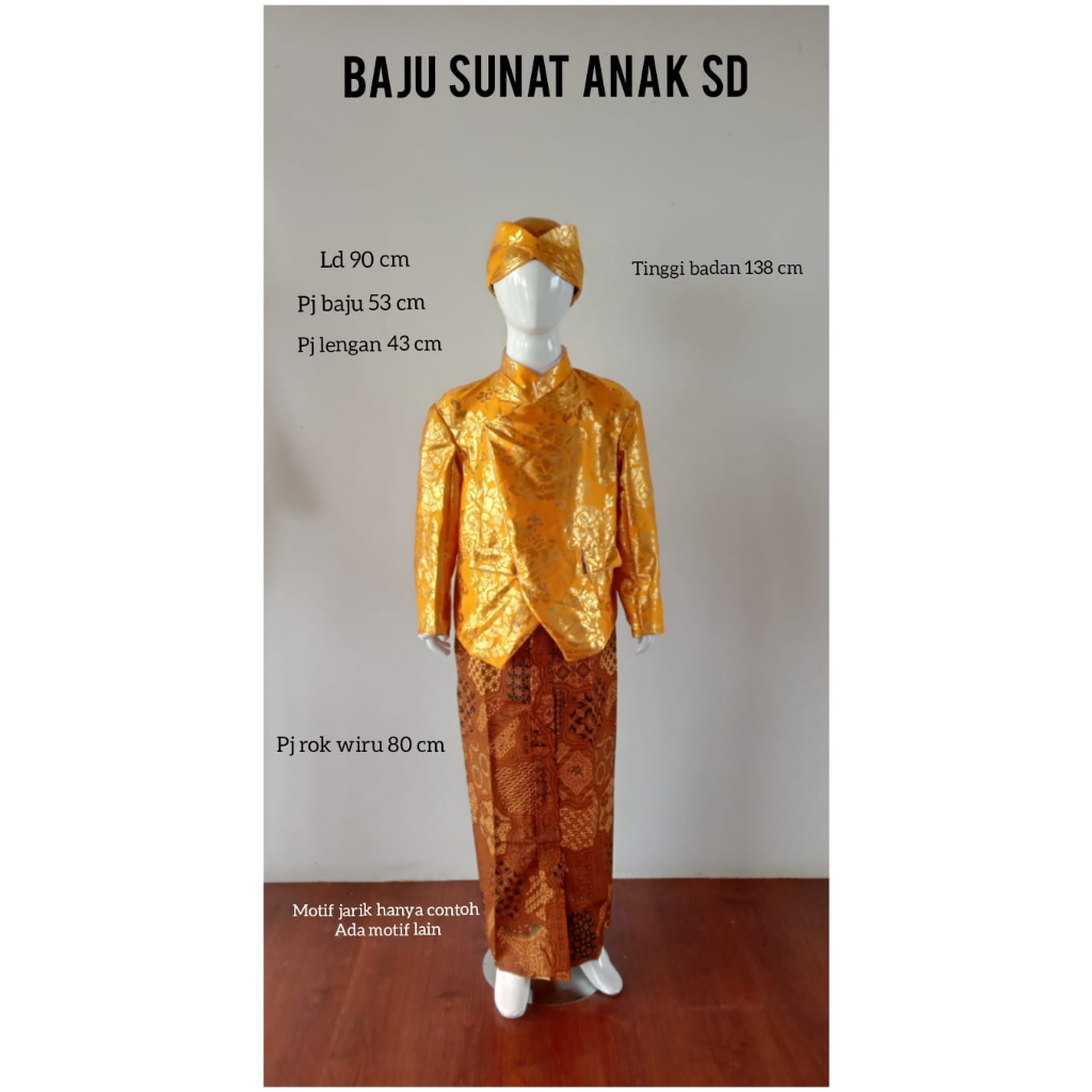 Baju adat sunat/ beskap lame anak/setelan baju anak ( kain chat)