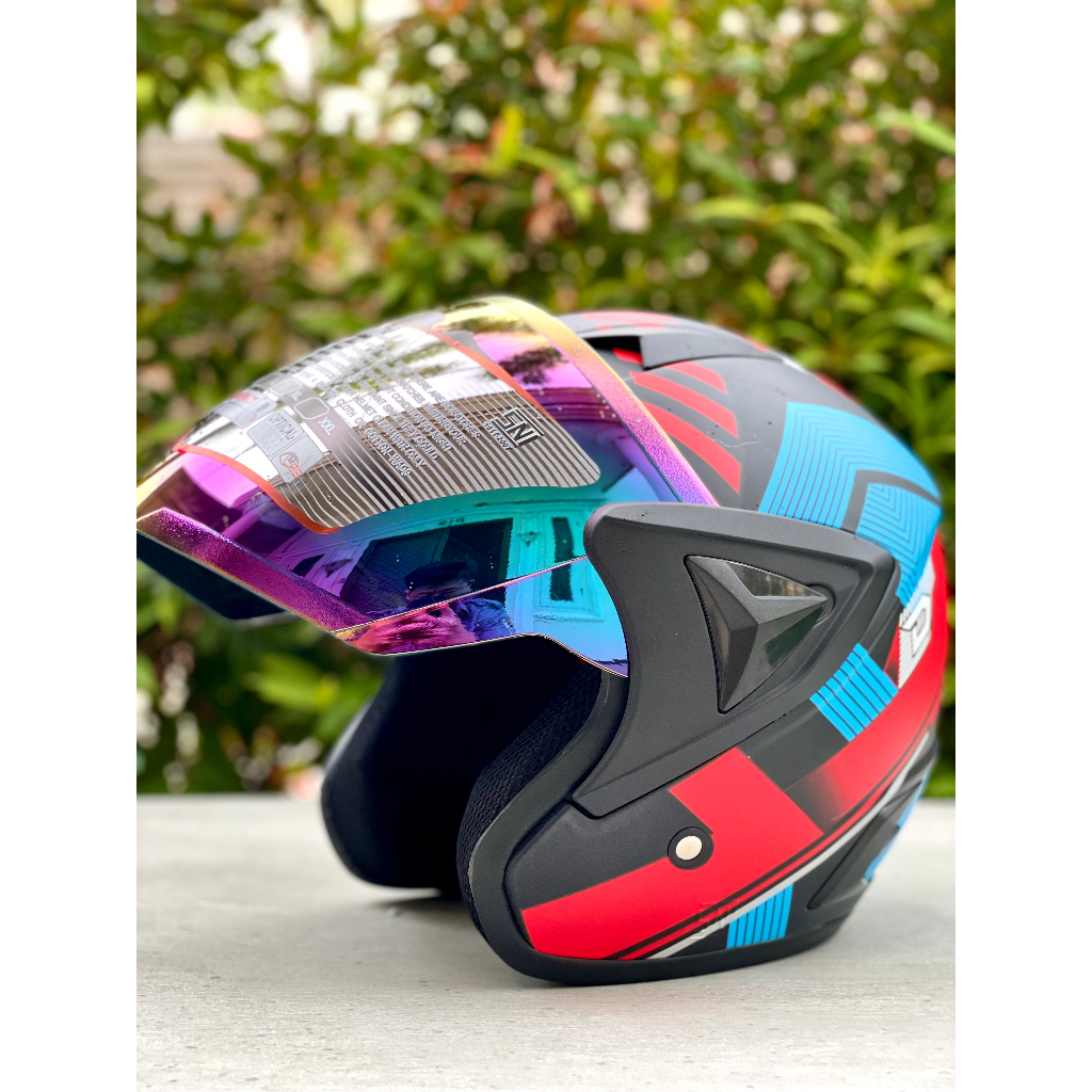 Helm Dewasa Ghm Vista Motif Solid Pria Wanita Kaca Pelangi