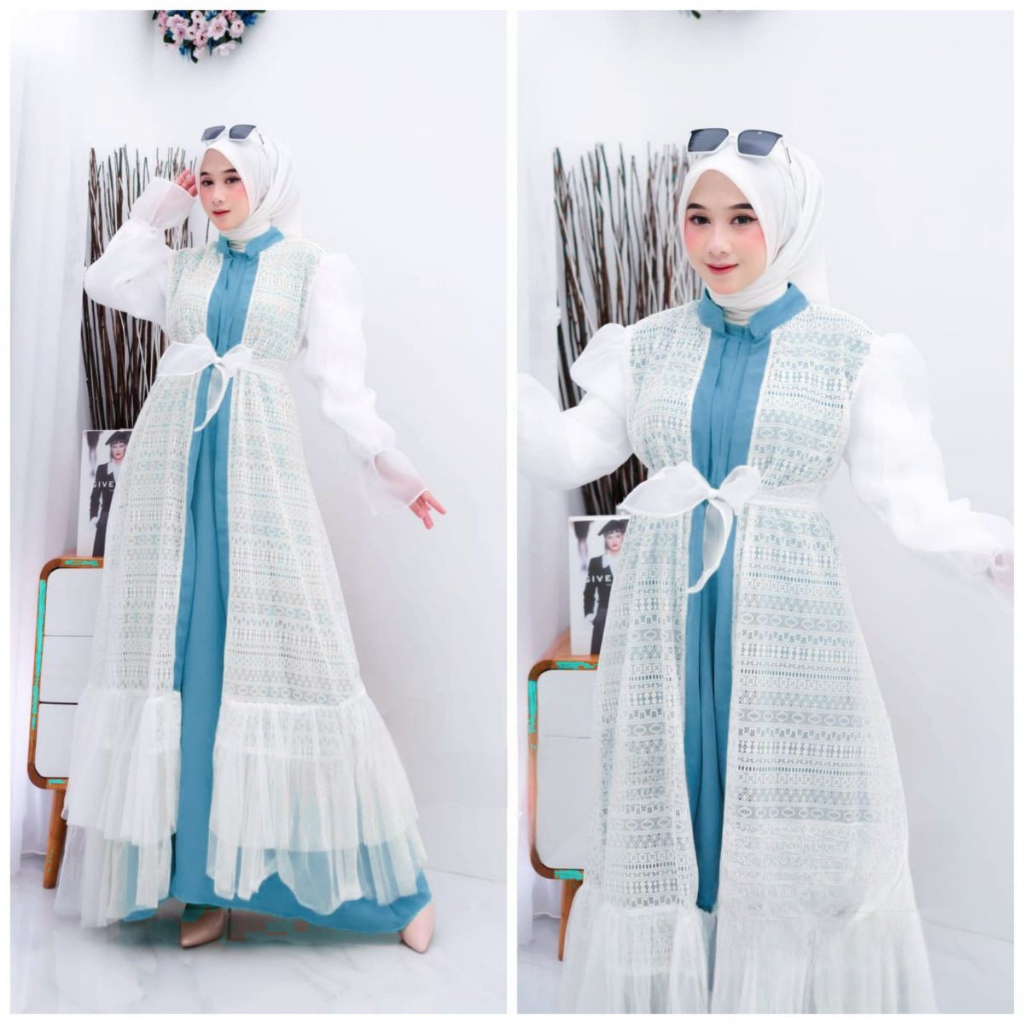 GAMIS VIRAL BRUKAT ORGANZA CANTIK / dress elegan kekinian