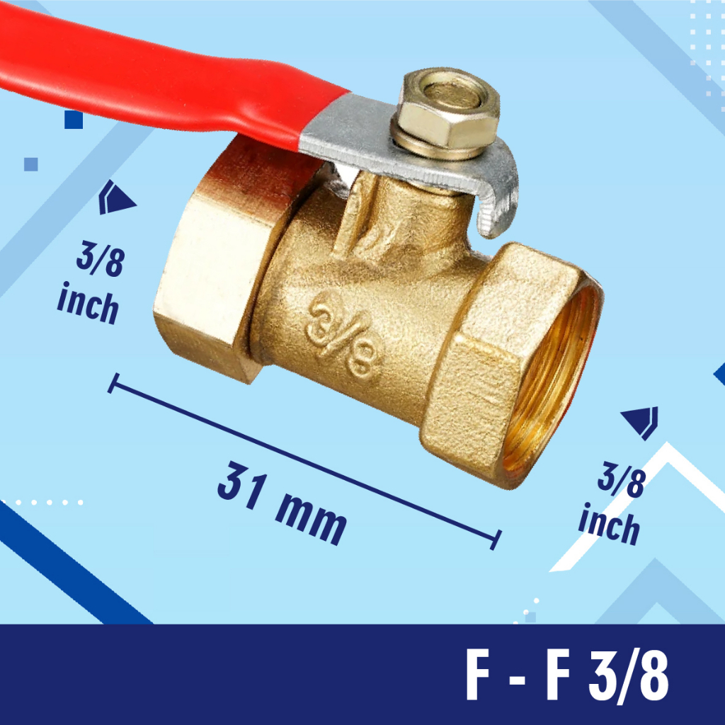 BALL VALVE / STOP KRAN / KERAN KUNINGAN FEMALE TO FEMALE F-F  1/4 1/2 3/8 1/8 ball valve air panas dingin