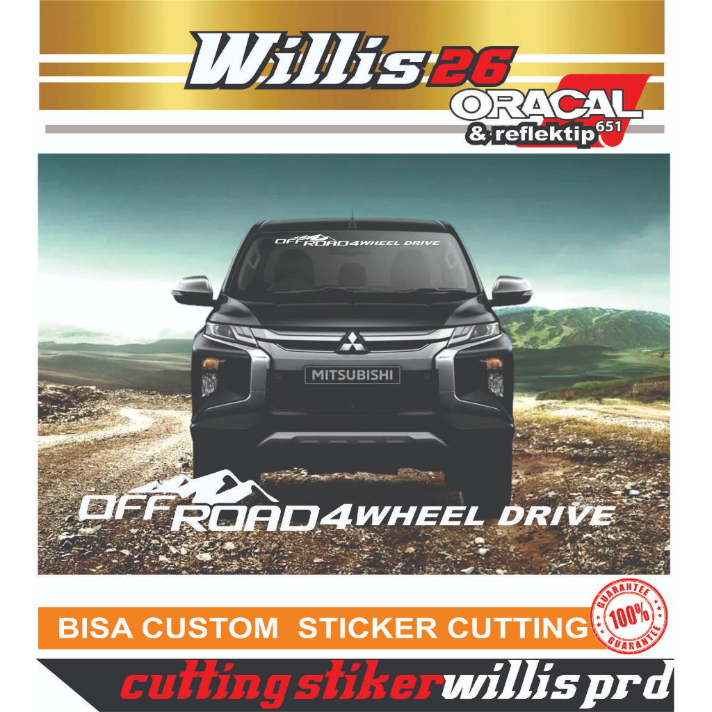 New cutting stiker sticker kaca depan mobil 4x4 off road whell drive sticker ford Ford Ranger Hilux 