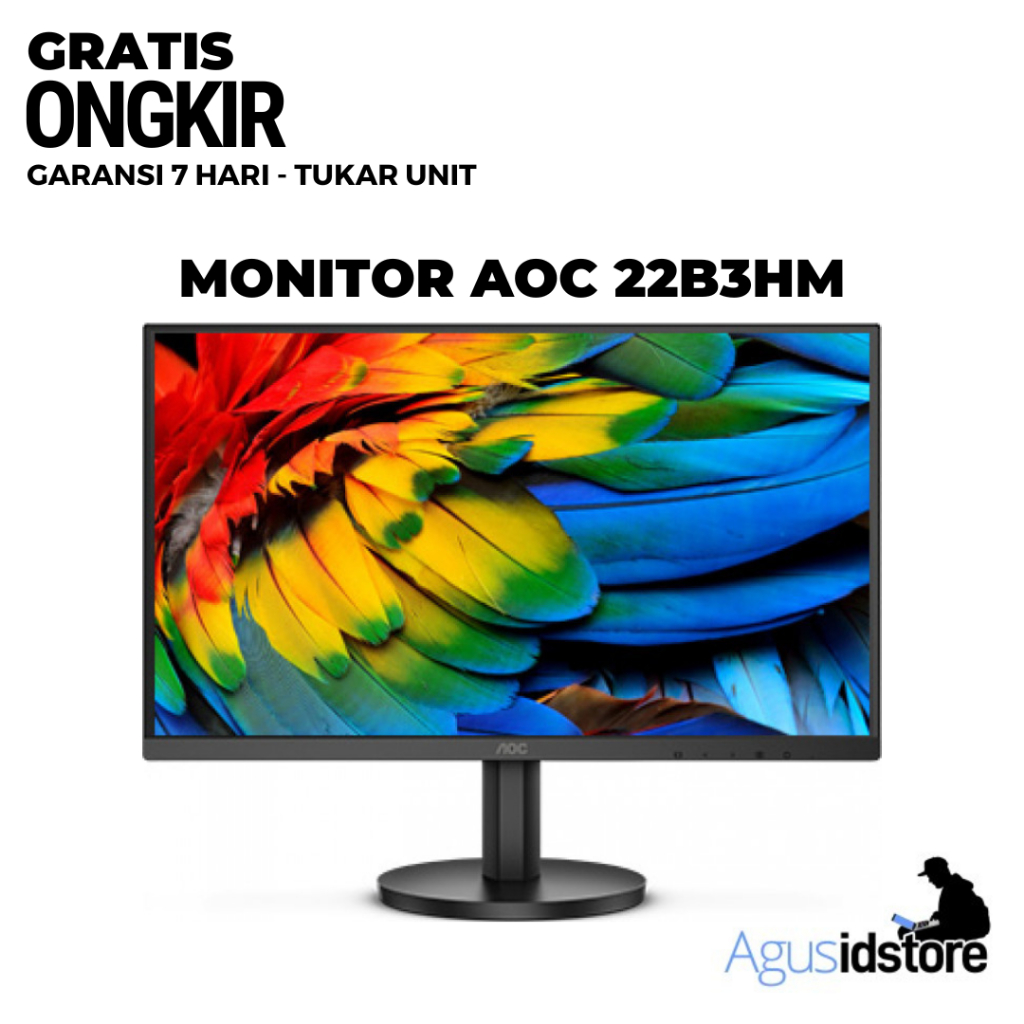 Cicilan 0% - Monitor AOC 22B3HM 22&quot; LED VA FHD 75Hz 4ms VGA HDMI Frameless - 22B3HM