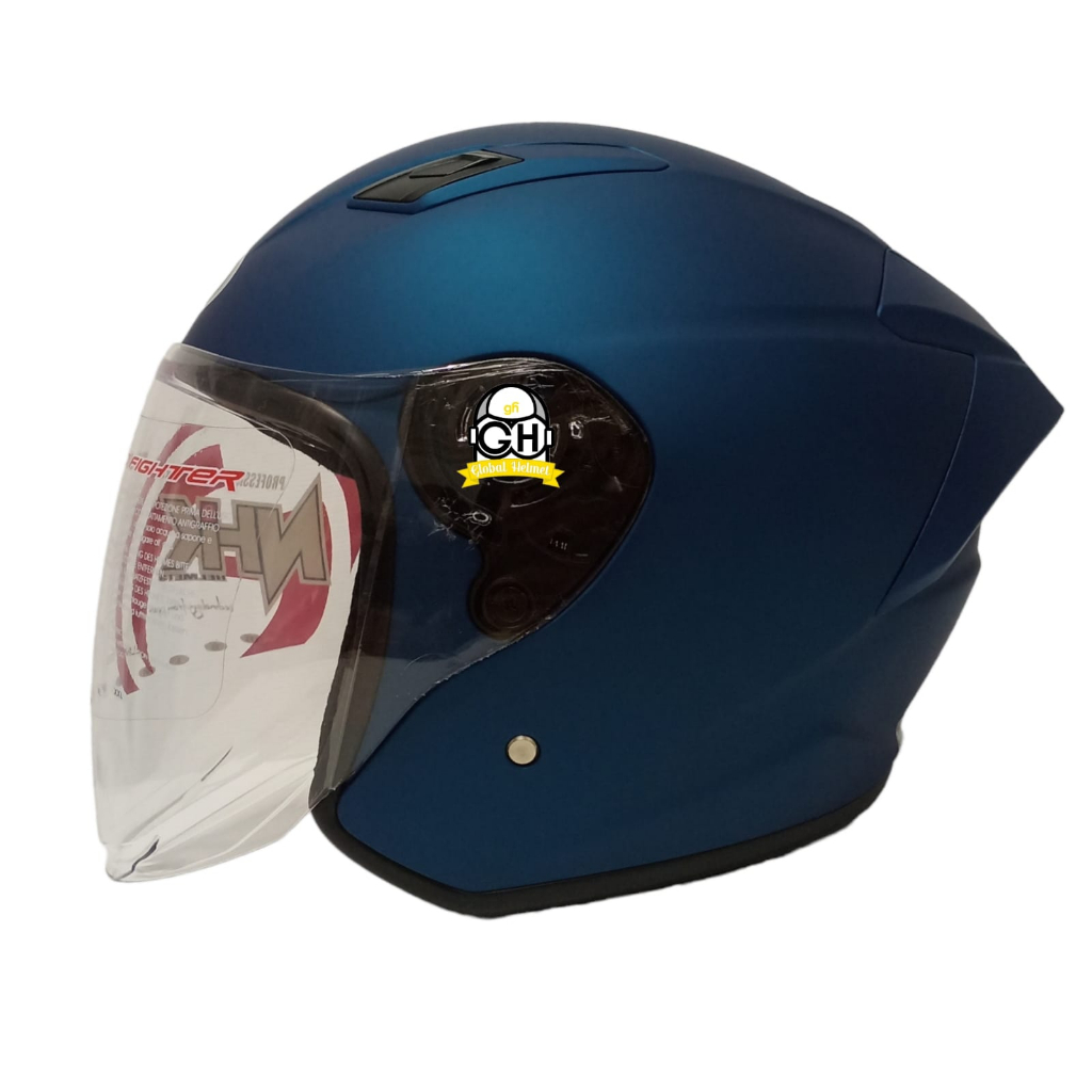 NHK HELM R1 ELITE SOLID DARK BLUE DOFF SINGLE VISOR HALF FACE NHK ELITE