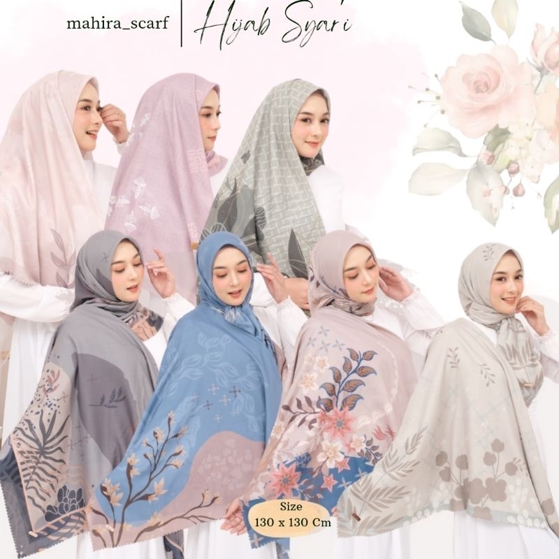 Jilbab  Syar'i Jumbo Segi Empat Motif Bunga Voal Laser Cut Murah