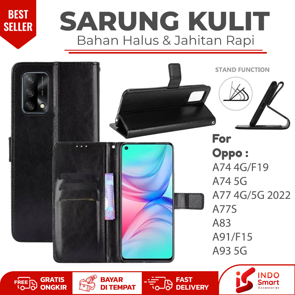 Oppo A74 A77 A77S A83 A93 5G F15 F19 / Case Oppo A74 4G 5G A77 5G A91 / Leather Wallet Case Dompet S