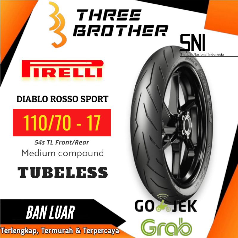 PIRELLI Ban Luar Pirelli Diablo Rosso Sport 110 70 Ring 17 Tubeless