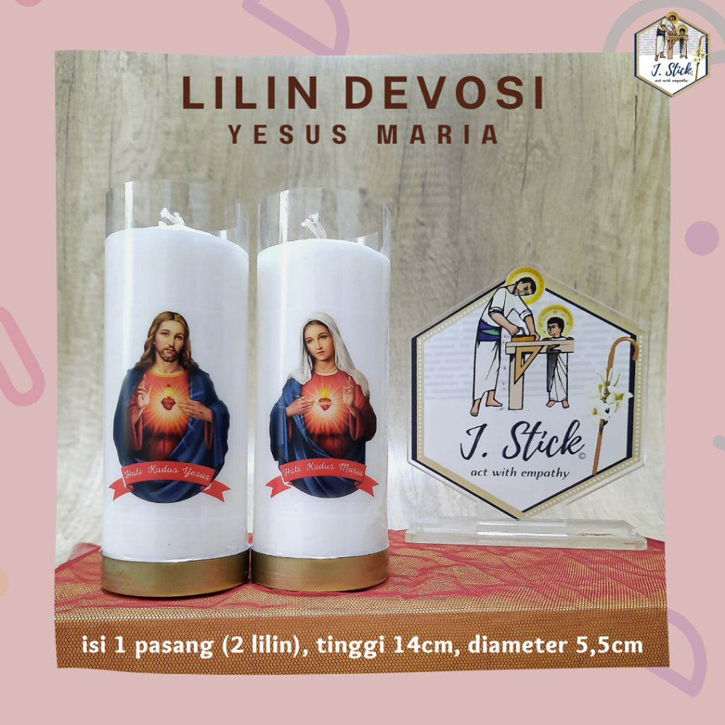 LILIN DOA, Hati Kudus YESUS &amp; MARIA, Sepasang ( 2buah), 14cm