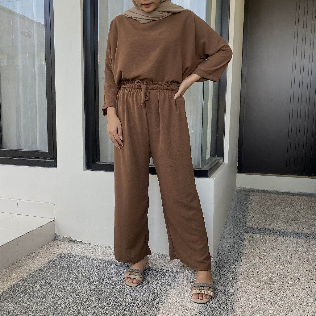 SETELAN CROP KULOT CRINKLE AIRFLOW MURAH | ONESET BLOUSE KULOT CRINKLE