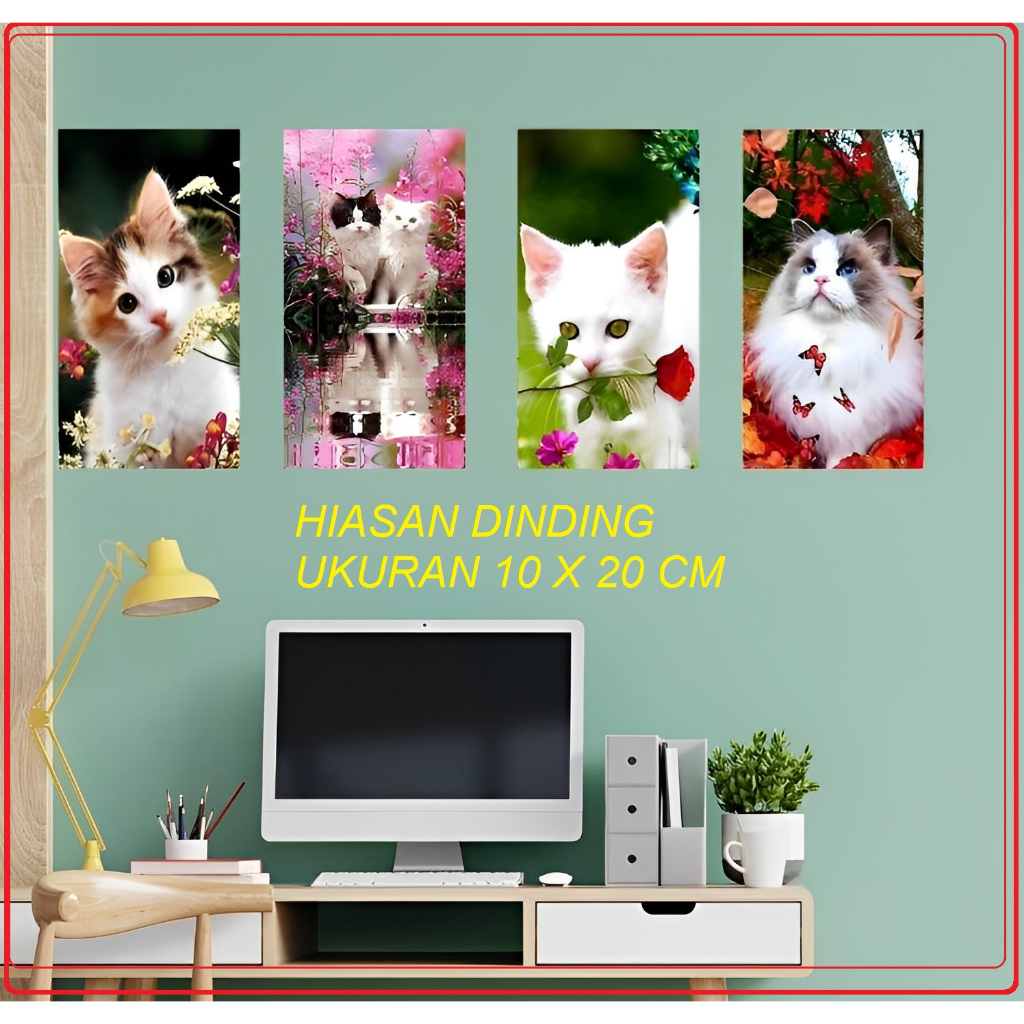 PAJANGAN HIASAN DINDING GAMBAR KUCING LUCU CANTIK