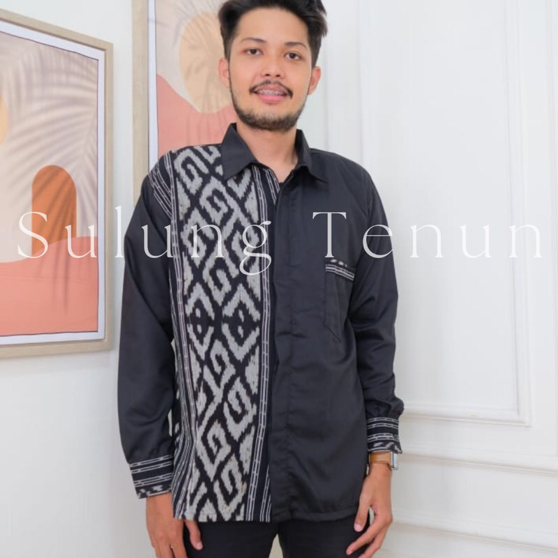 KemejaLenganPanjangPriaMotifTenunTrosoAsliBukanPrinting/KemejaPriaTenunTroso/AtasanPriaKhasTenunTros