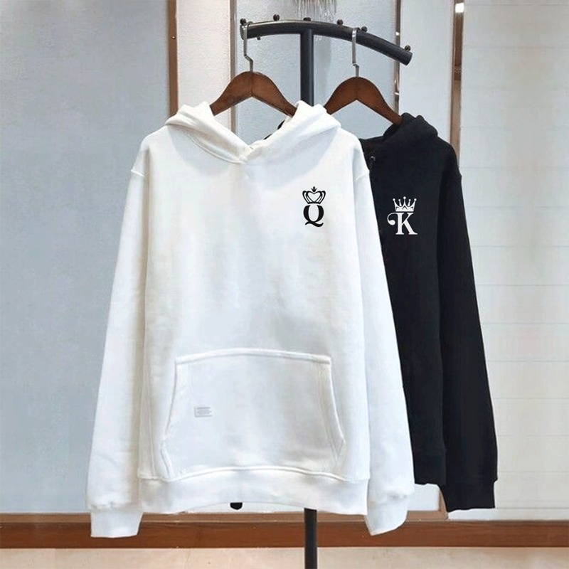 Parisdivarious Sweater Hoodie Jemper King Queen Fleece Size S - XXL(Pria &amp; Wanita)