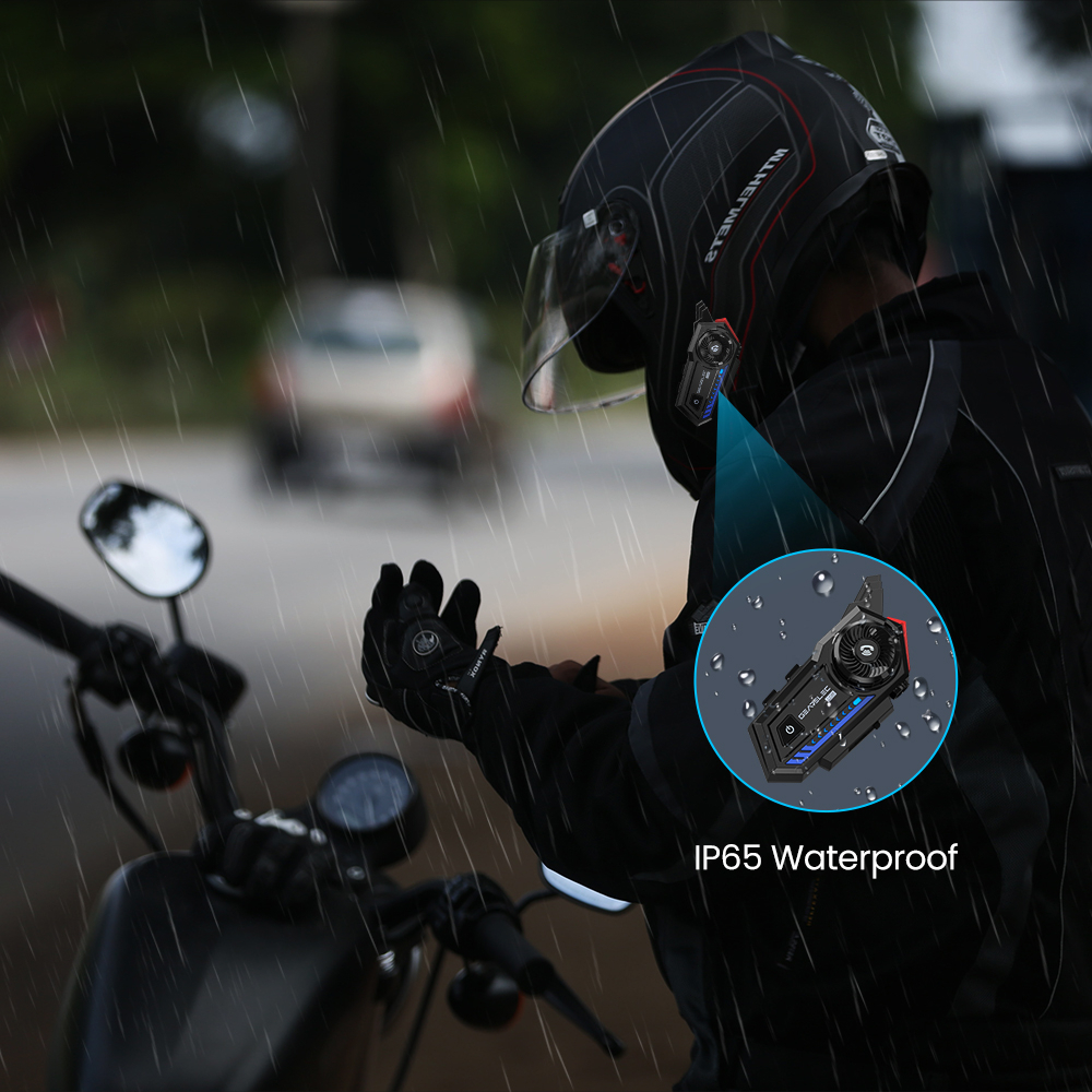 GEARELEC X5 Bluetooth 5.1 Headset Helm Sepeda Motor Earphone Nirkabel Tahan Air dengan FM radio 2000mAh