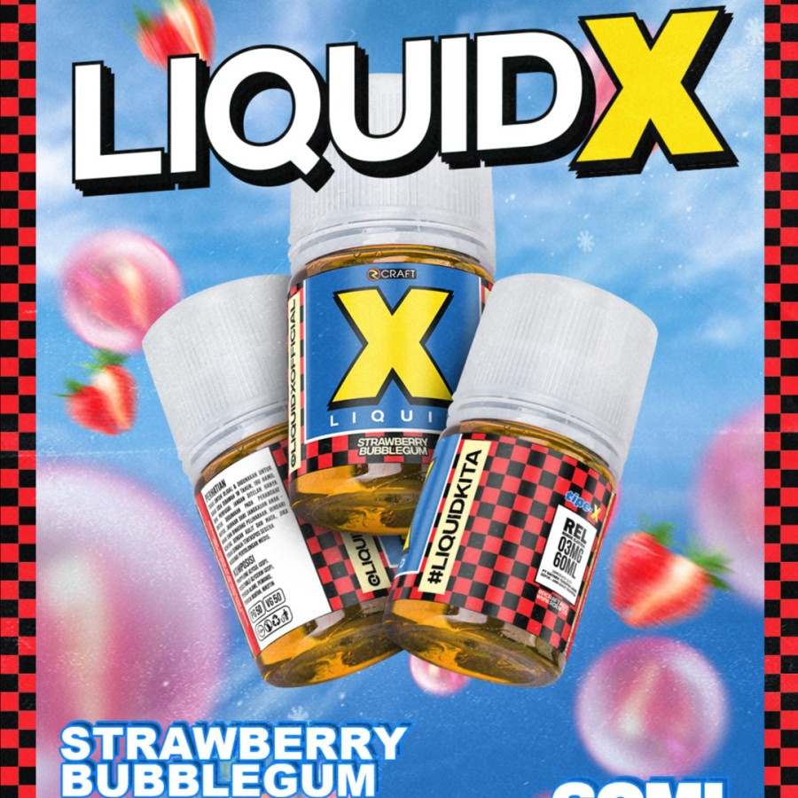 Liquid X Strawberry Bubblegum 60ML by Rcraft x Tipe-X