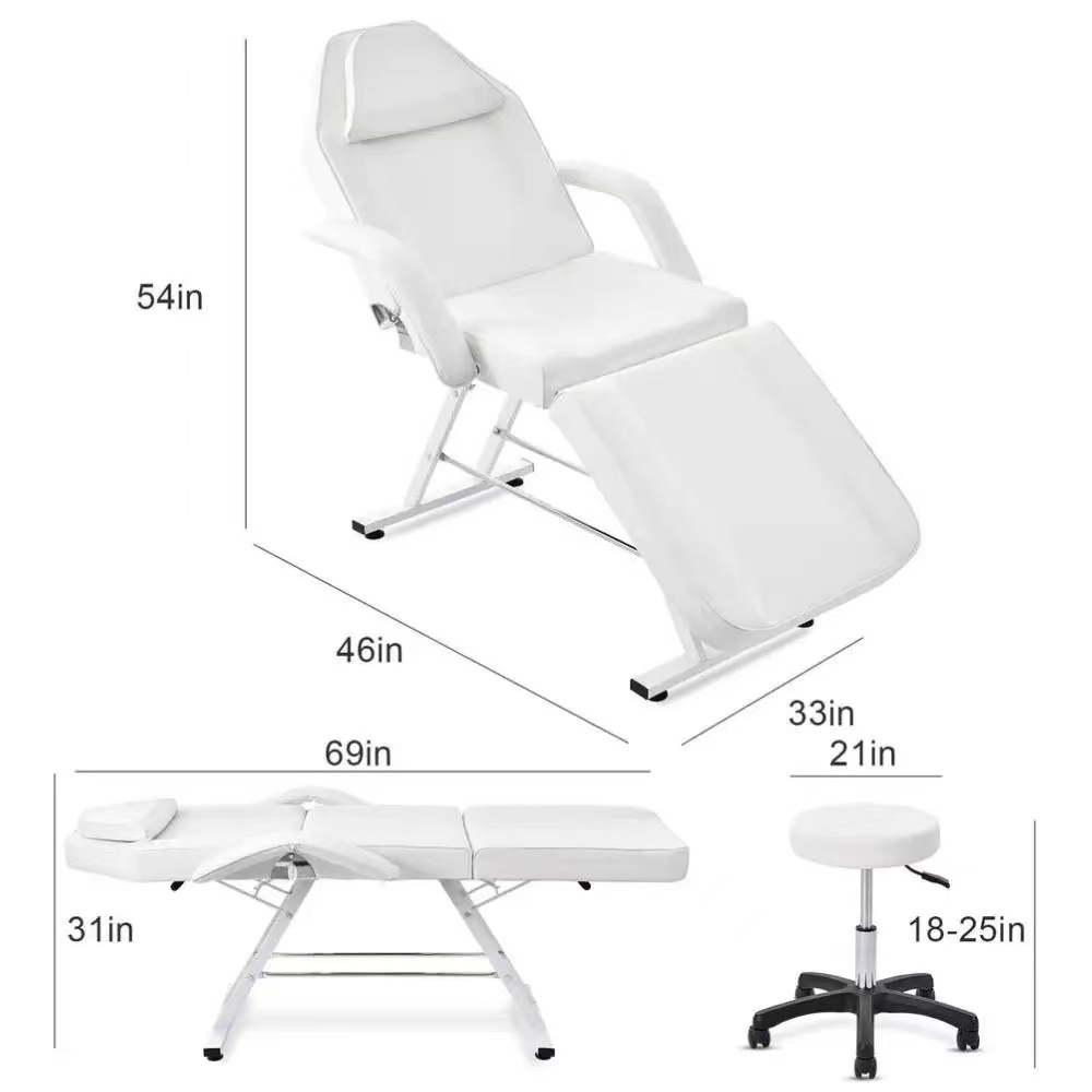 Tempat Tidur Lipat Kecantikan  yang Dapat Disesuaikan dan Lengkap dengan Kursi untuk SPA Wajah Perawatan Pijat