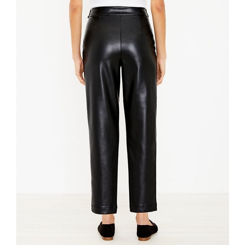 Loft Curvy button tab slim pants faux leather