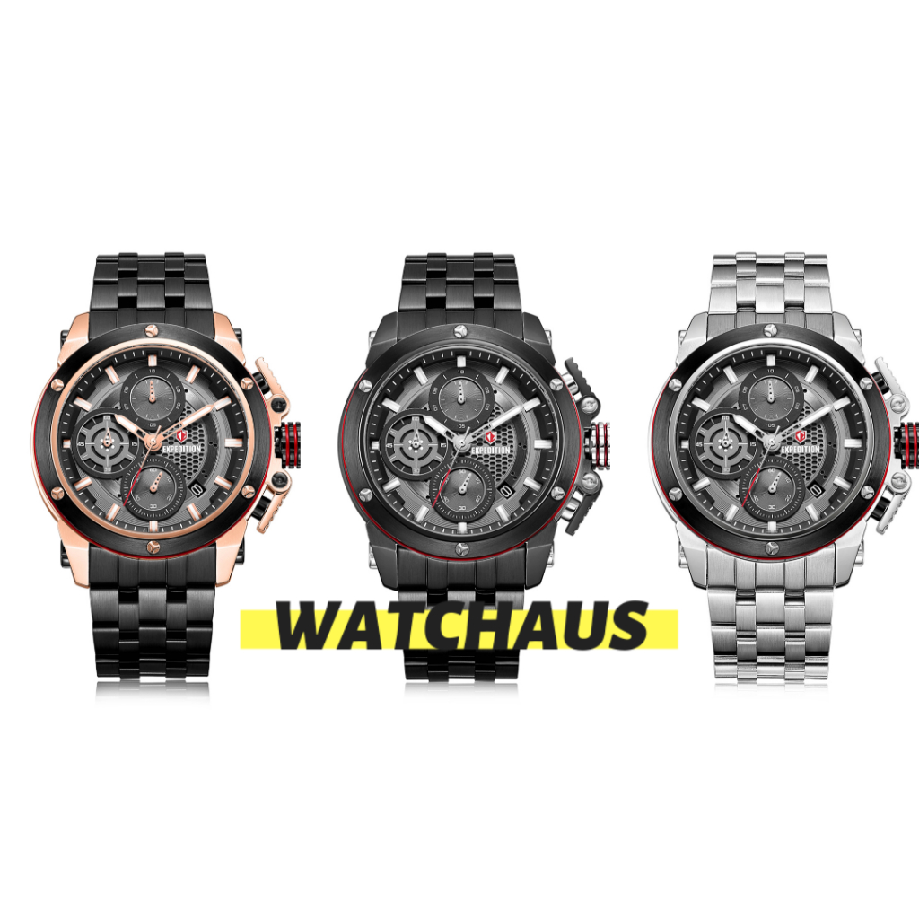 JAM TANGAN PRIA EXPEDITION CHRONOGRAPH E6748 E 6748 STAINLESS STRAP